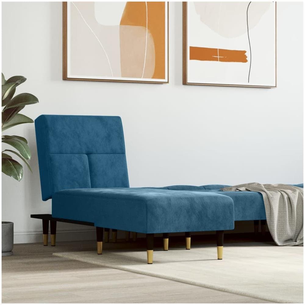Chaise Longue In Velluto Blu - Foto 1