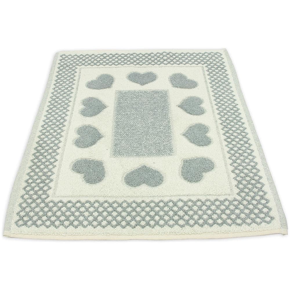 Tappeto Bagno Doccia Spugna Tappetino Assorbente Cotone Pelo Corto Mod. Love O.b 60x120 Grigio - Foto 1