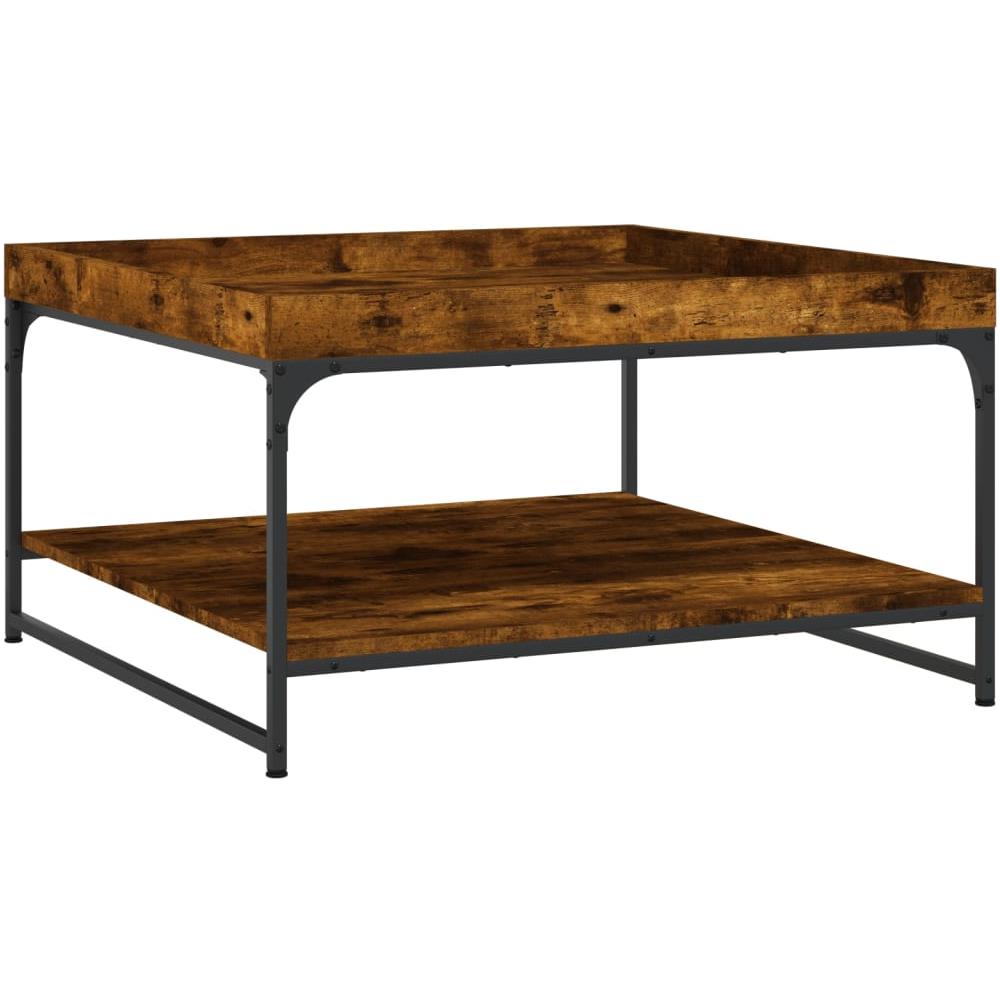 Tavolino Rovere Fumo 80x80x45 Cm In Legno Multistrato E Ferro - Foto 2