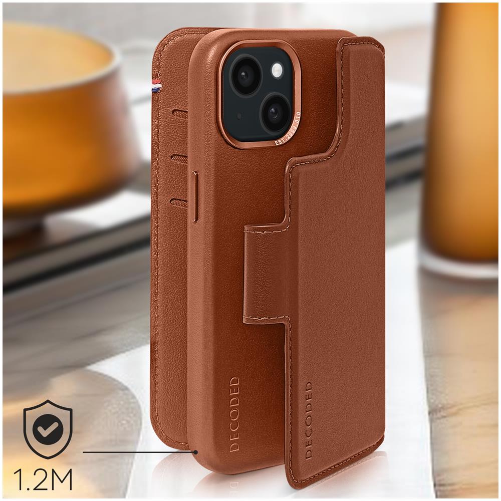 Custodia In Pelle Per Iphone 15 Plus Cover Staccabile Portafoglio Clay - Foto 5