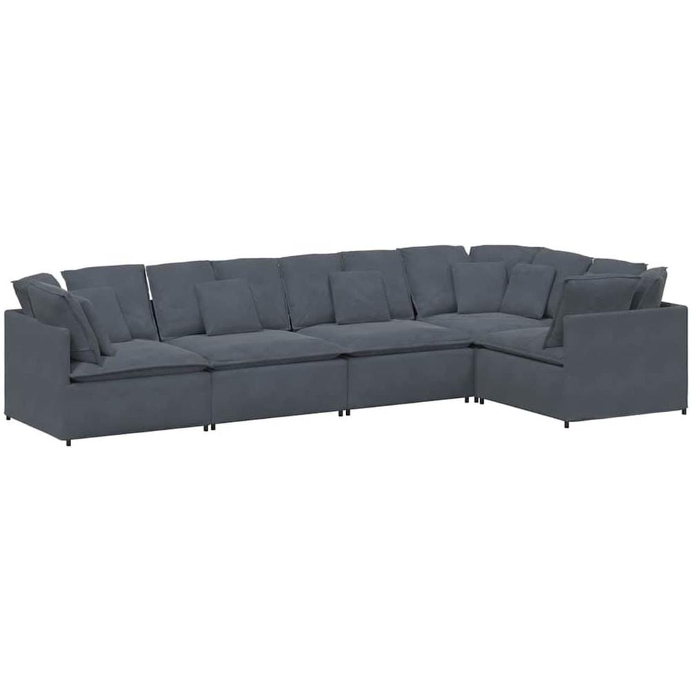 Divano Modulare con Cuscini in Velluto Grigio Scuro - Foto 1