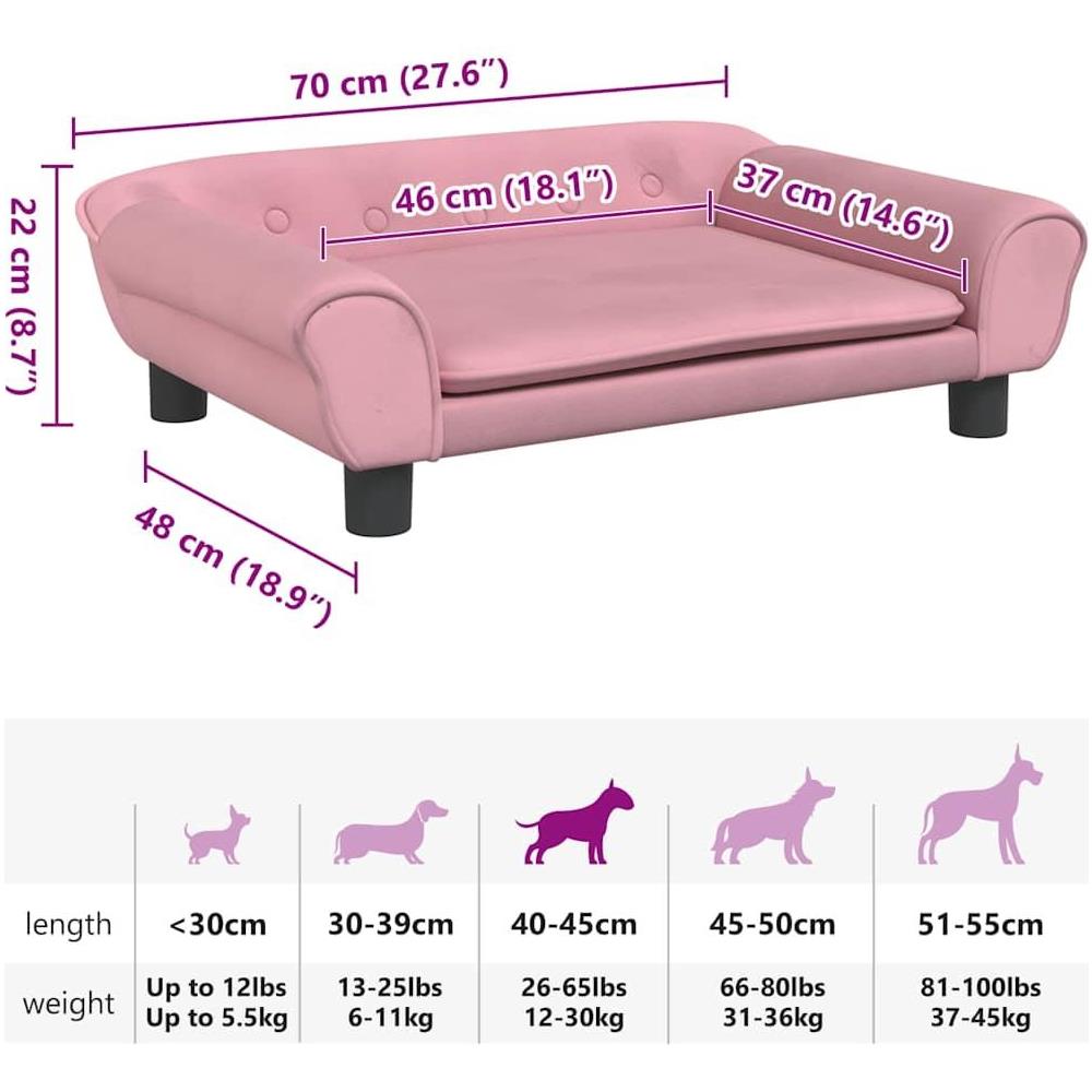 Lettino per Cani Rosa 70x48x22 cm in Velluto - Foto 7