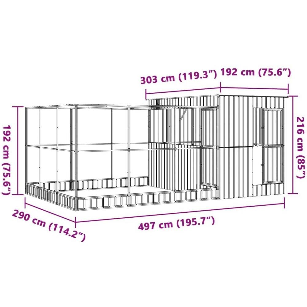 Voliera con Estensione Argento 497x303x216 cm in Acciaio - Foto 8