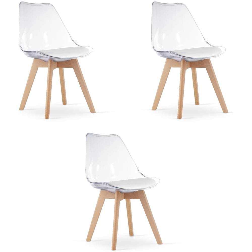 Sedia RIXK - Design trasparente con gambe naturali x 3 - Foto 1