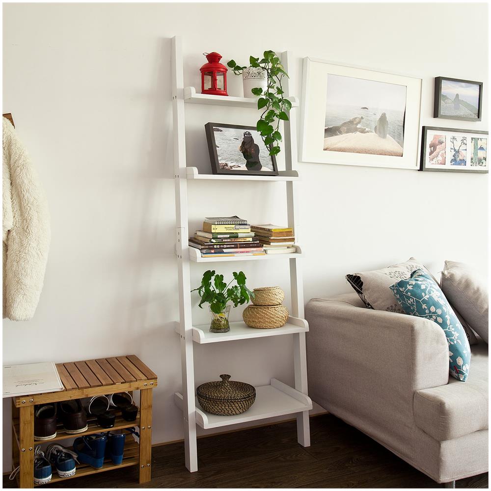 Scaffale A Scala, mensola Porta Cd, librerie, Mensole Da Angolo, In Legno, Bianco, frg17-w - Foto 1