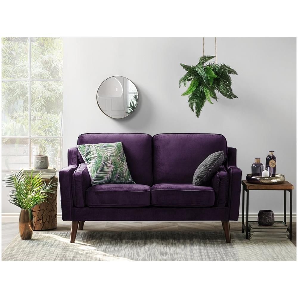 Divano A 2 Posti In Tessuto Viola Lokka - Foto 2