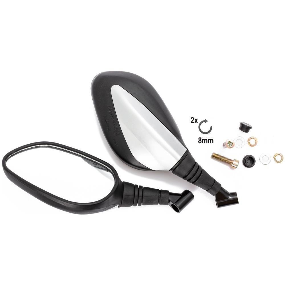 Specchietti Retrovisori Specchi Custom Moto Universali Metallo 8mm Nero - Foto 1