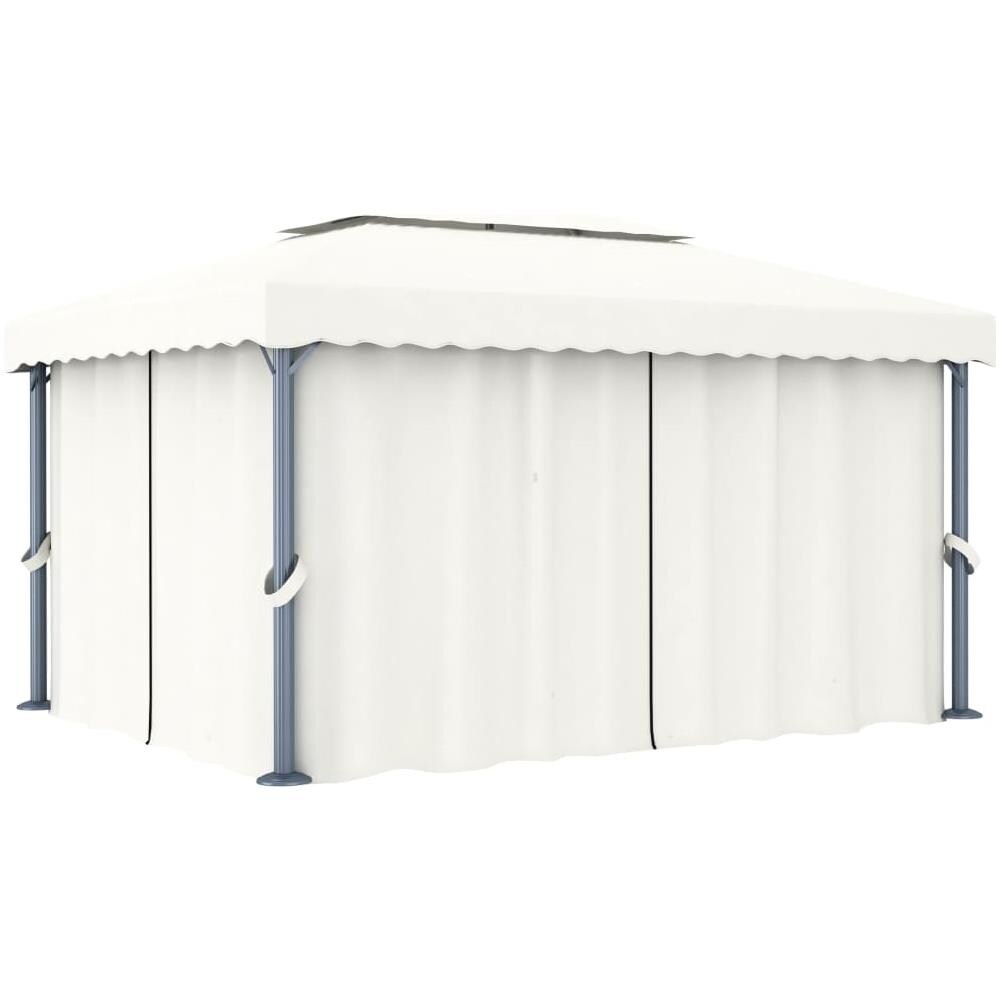 Gazebo Con Tende 4x3 Cm Bianco Crema Alluminio - Foto 1