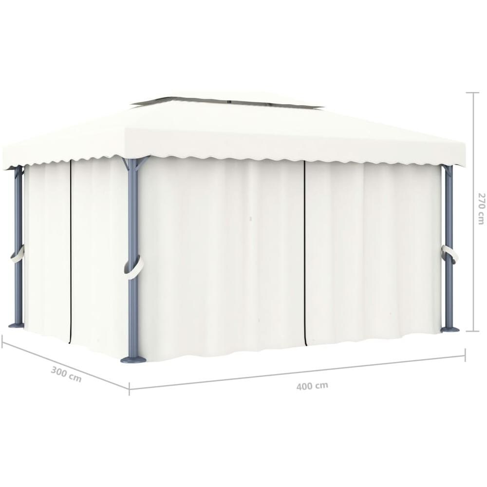 Gazebo Con Tende 4x3 Cm Bianco Crema Alluminio - Foto 7
