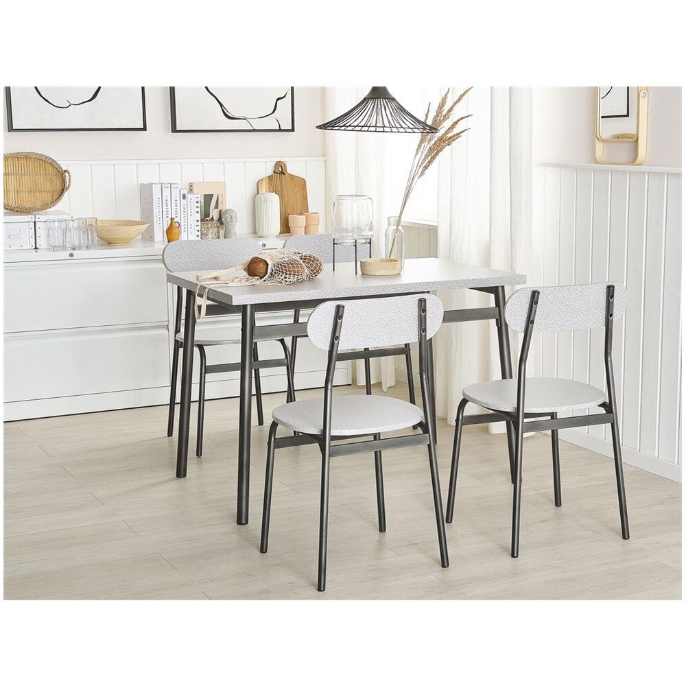 Set Da Pranzo Grigio Screziato / Nero 4 Posti 110 X 70 Cm Velden - Foto 1
