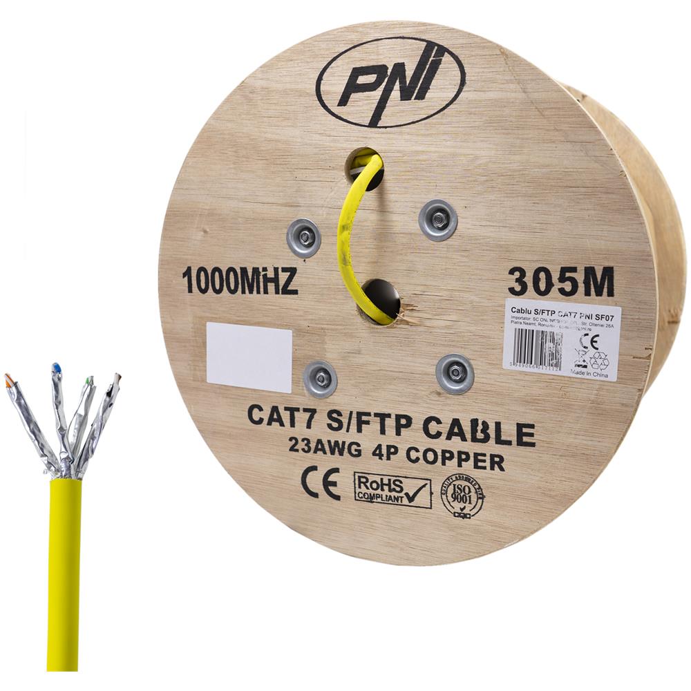Cavo Cat7 Sf07 S / Ftp, 10 Gbps, 1000 Mhz, Per Sistemi Internet E Di Sorveglianza, Rotolo Da 305 M - Foto 1