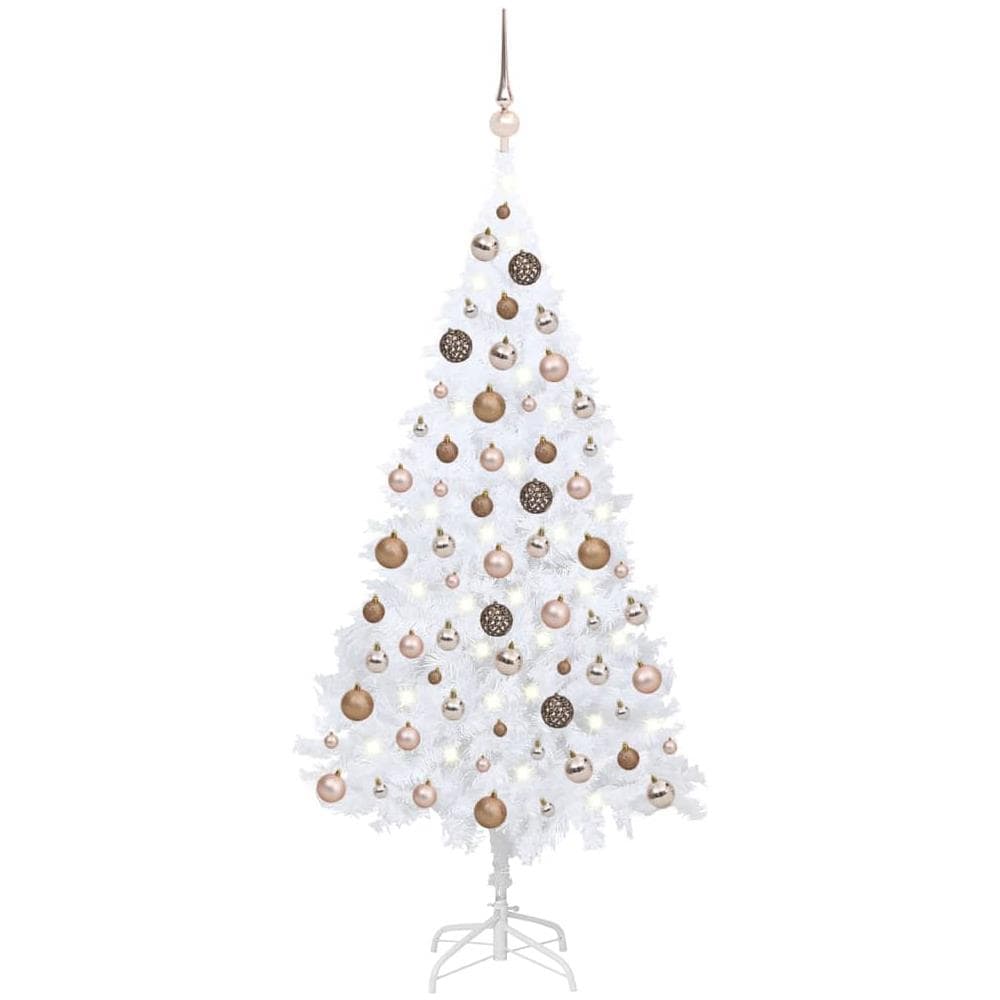 Set Albero Natale Artificiale con LED Palline Bianco 180cm PVC - Foto 1