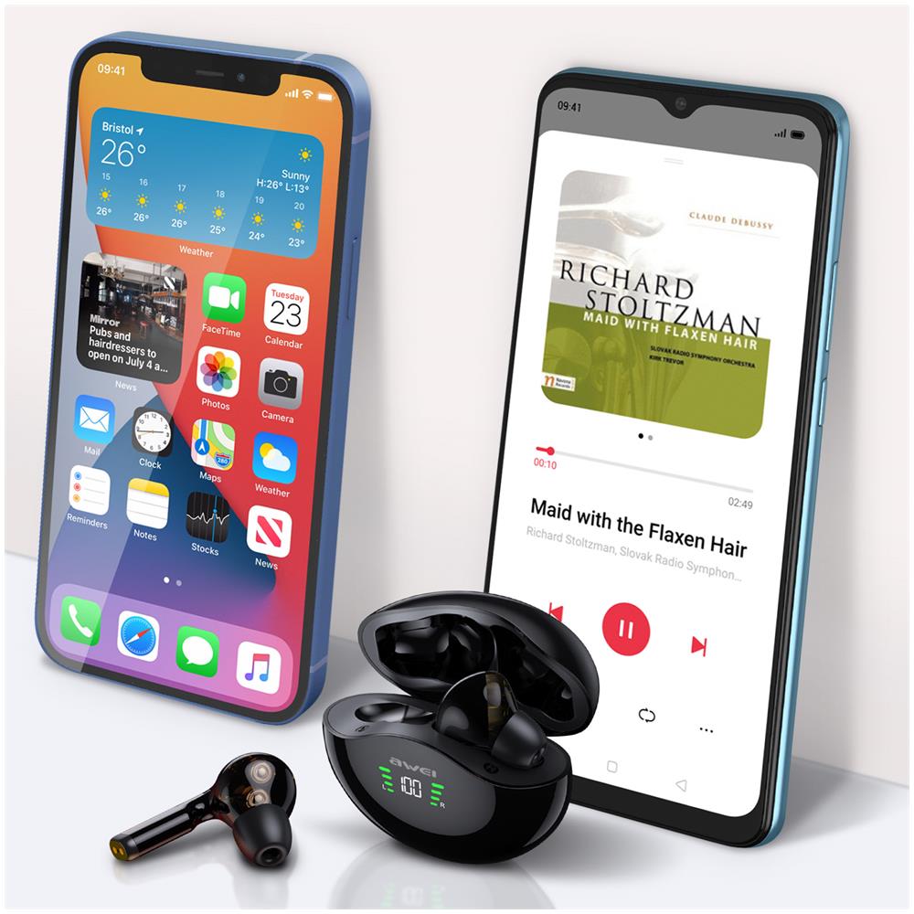 Cuffiette In-ear Wireless Awei Con Indicatore Led - Nere - Foto 5