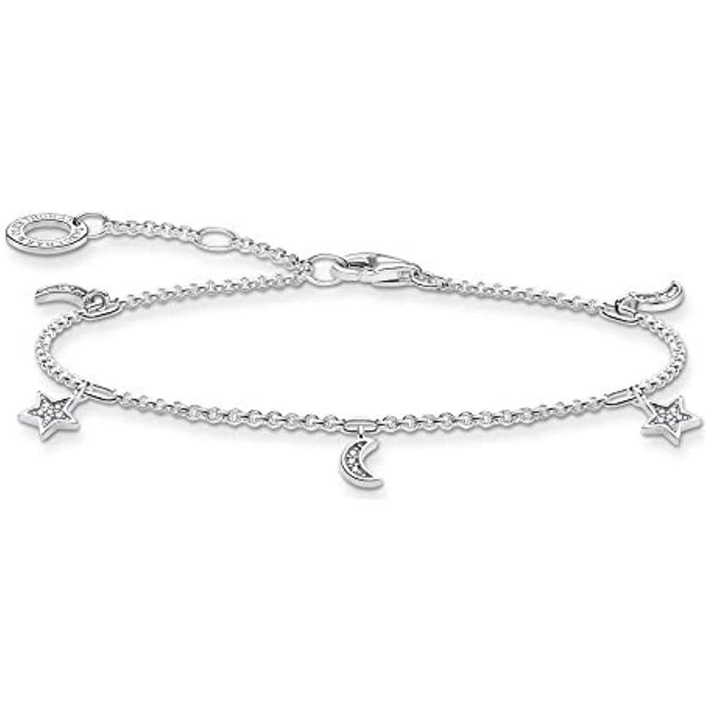 Bracciale Con Stella E Luna, In Argento Sterling 925 E Argento, Colore: Argento, Cod. A1994-051-14-l19v - Foto 1