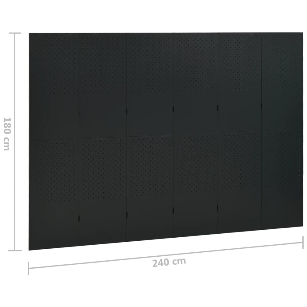 Paravento A 6 Pannelli 2 Pz Nero 240x180 Cm In Acciaio - Foto 7