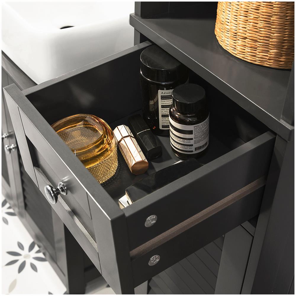 Mobiletto Bagno Colonna Bagno Cassettiera Bagno Bianco Con Cassetti Grigio Frg236-dg - Foto 5