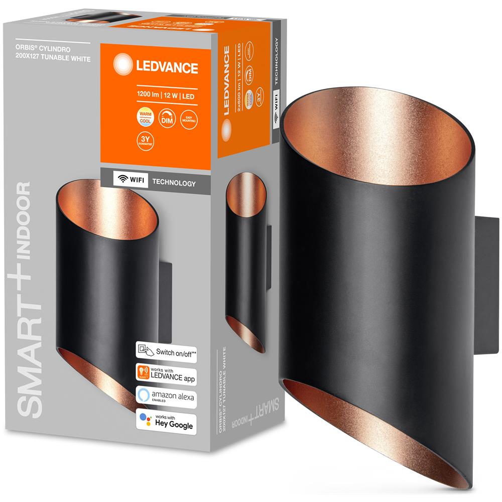 Applique Da Parete Led 12w Smart+ Wi-fi Ledvance 4058075574212 Nero 200x95x127 Mm Alluminio, pc - Foto 4