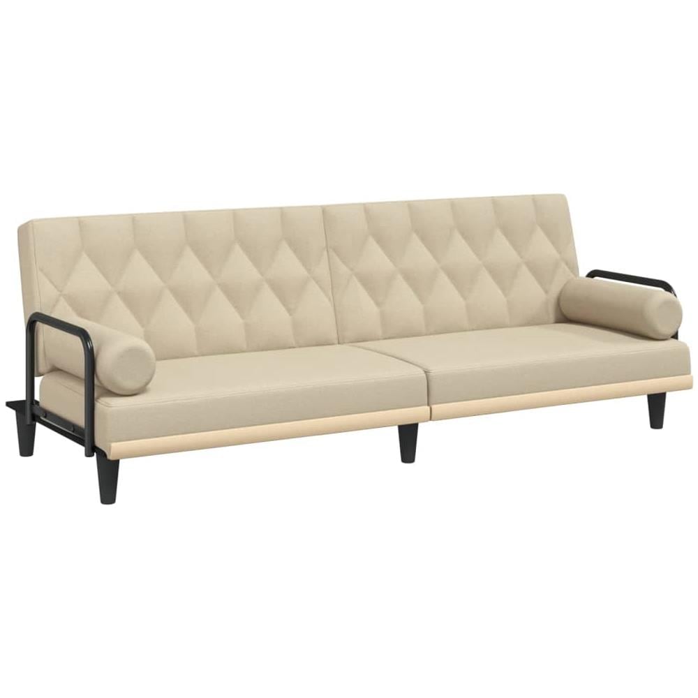 Divano Letto Con Braccioli Crema In Tessuto - Foto 1