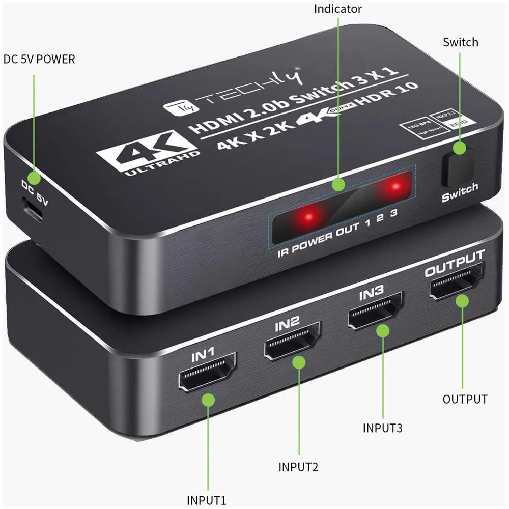 Switch Hdmi 2.0b 3in 1out 4k Hdr Hdcp2.2 Con Telecomando - Foto 2