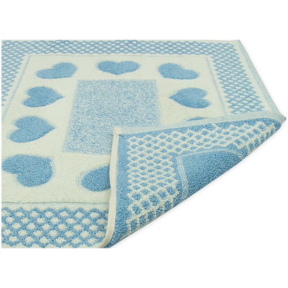 Tappeto Bagno Doccia Spugna Tappetino Assorbente Cotone Pelo Corto Mod. Love O.b 60x90 Azzurro - Foto 5