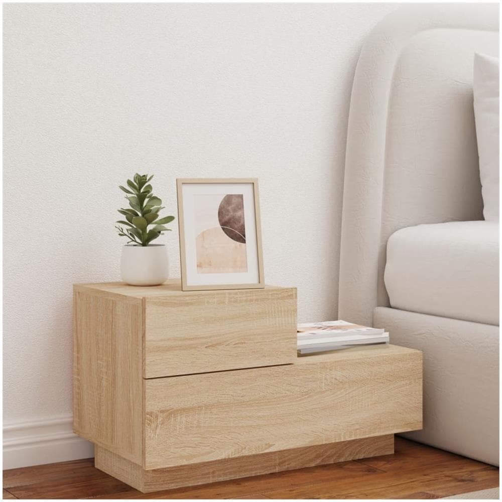 Comodino Con Luci Led Rovere Sonoma 70x36x40,5 Cm - Foto 3