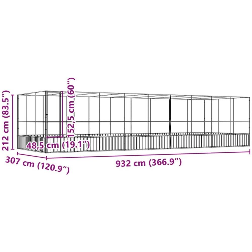 Voliera con Estensione Argento 932x307x212 cm in Acciaio - Foto 8