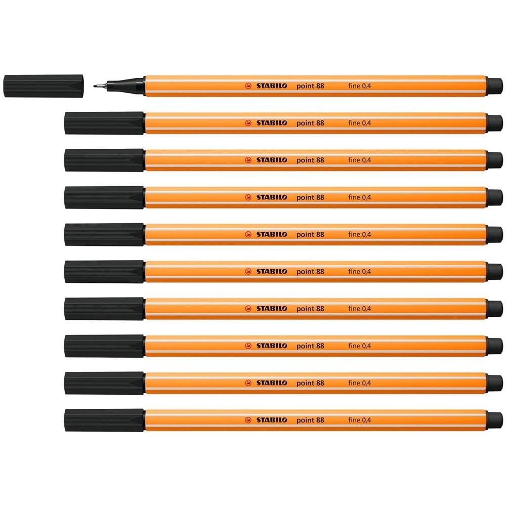 point 88 - Fineliner - Confezione da 10 - Nero - Foto 1