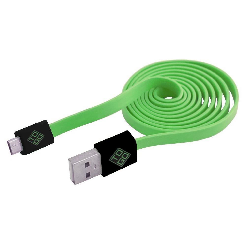 ICOC MUSB-FLV - Cavo Flat USB AM a Micro USB M 1m Verde / Nero - Foto 1