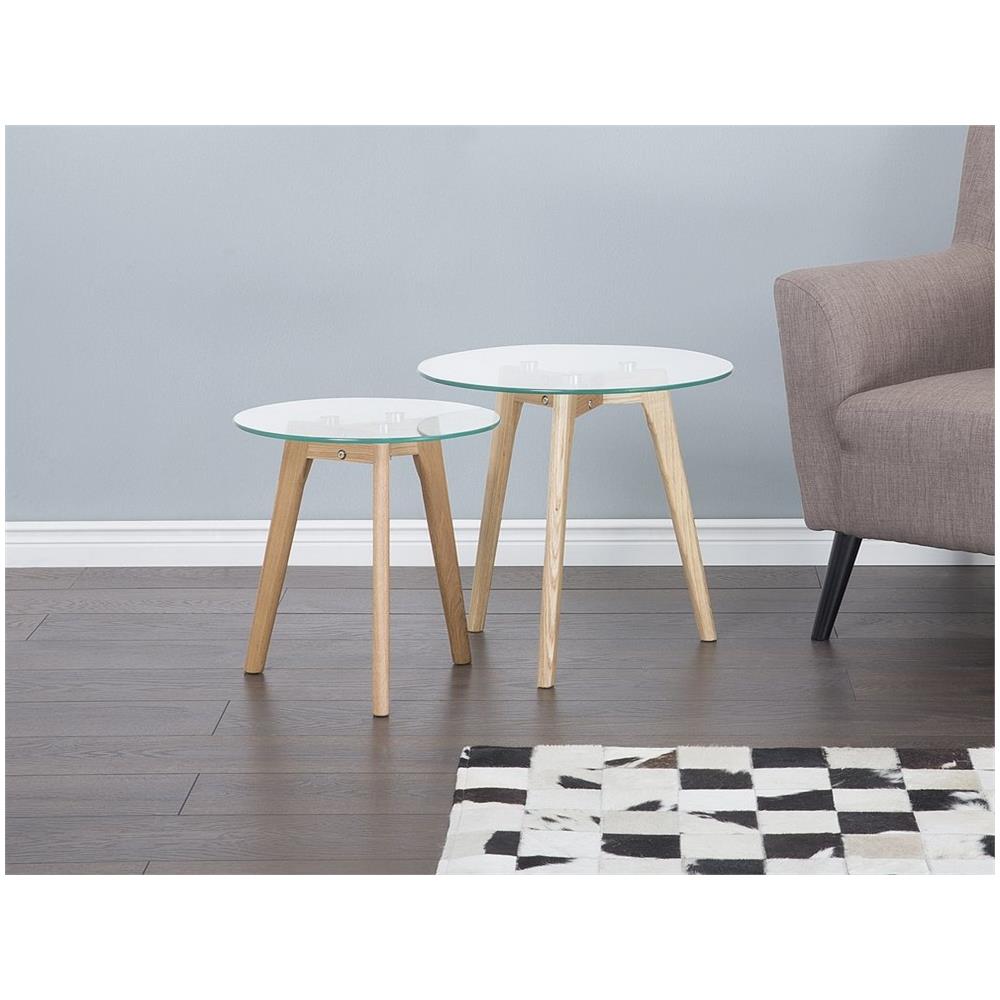 Set Di 2 Tavolini Da Caffè In Legno E Con Piano In Vetro - Missouri - Foto 2
