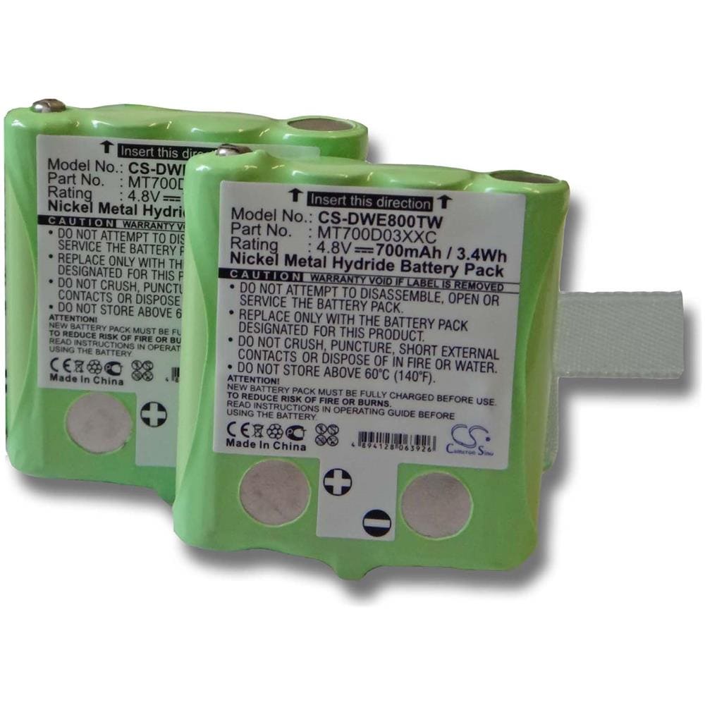 Offerta 2 Batterie Per Walkie Talkie Detewe Outdoor Pmr 8000, Simvalley Px-1755, Px-1761 Sostituisce Mt700d03xxc 700mah (4.8v)  - Foto 1