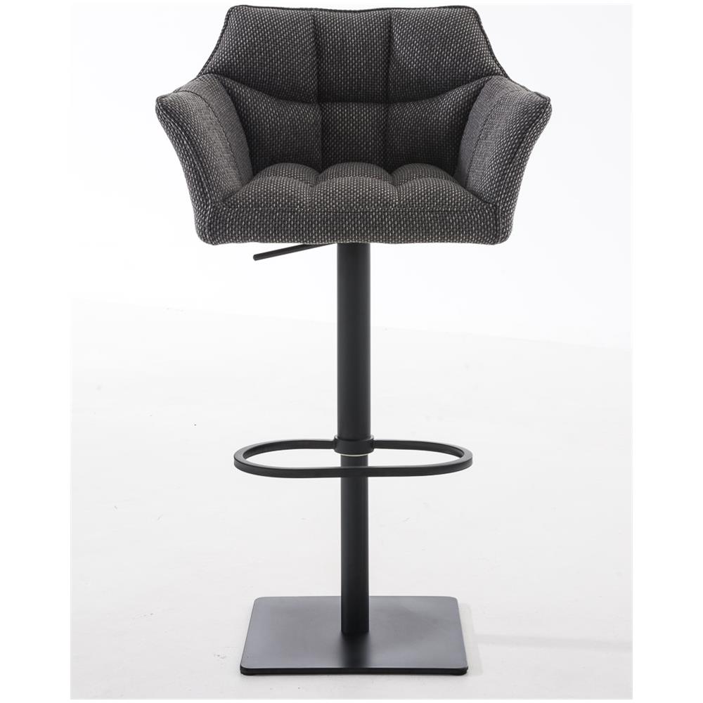 Sgabello Alto Bar Damaso I Sgabello Design Cucina Trapuntato in Tessuto con Braccioli E Schienale Imbottiti l Sedia Sgabello Bar Pub con Poggiapiedi Grigio Titanio Nero - Foto 2