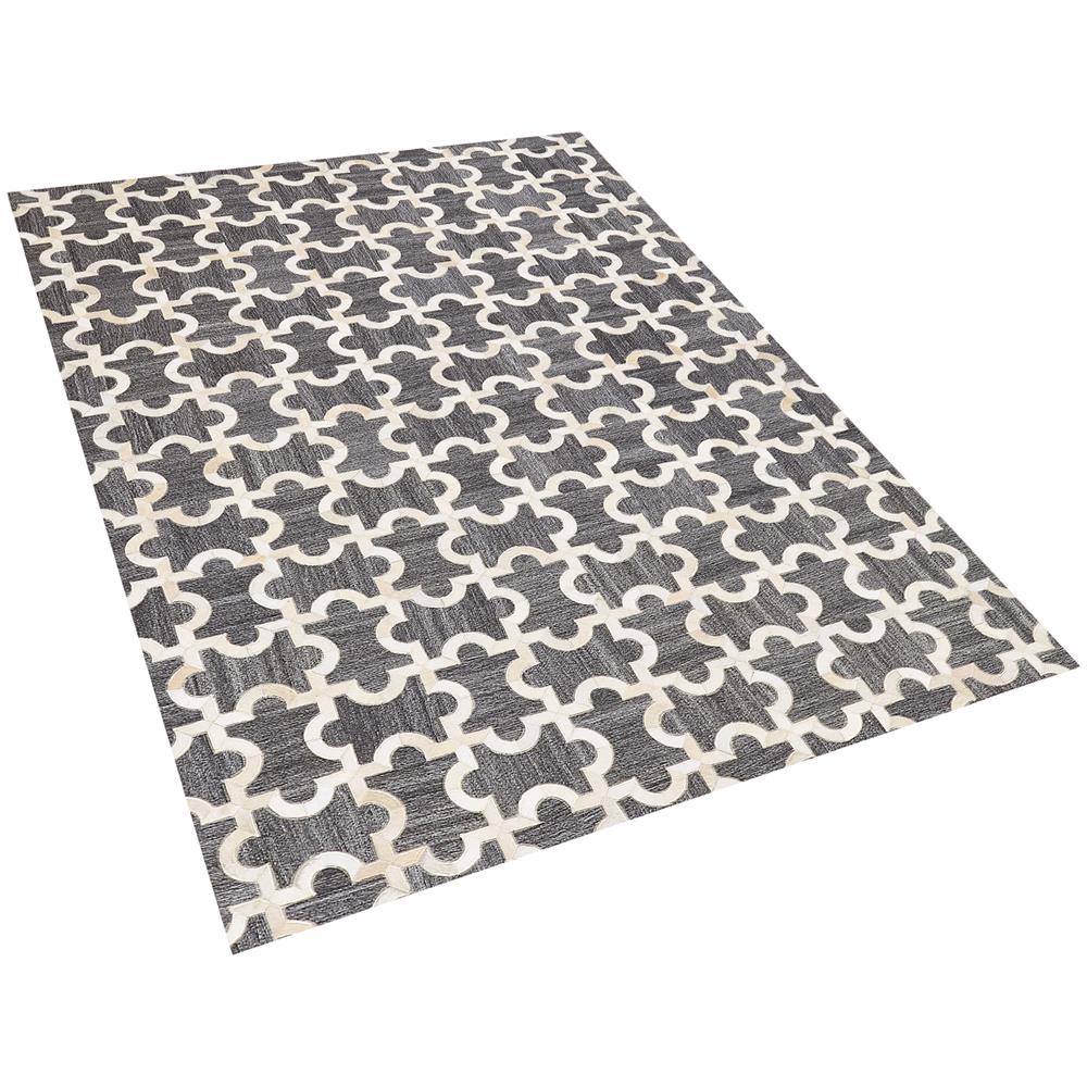 Tappeto In Pelle Di Mucca Grigio Scuro 160 X 230 Cm Yedisu - Foto 1