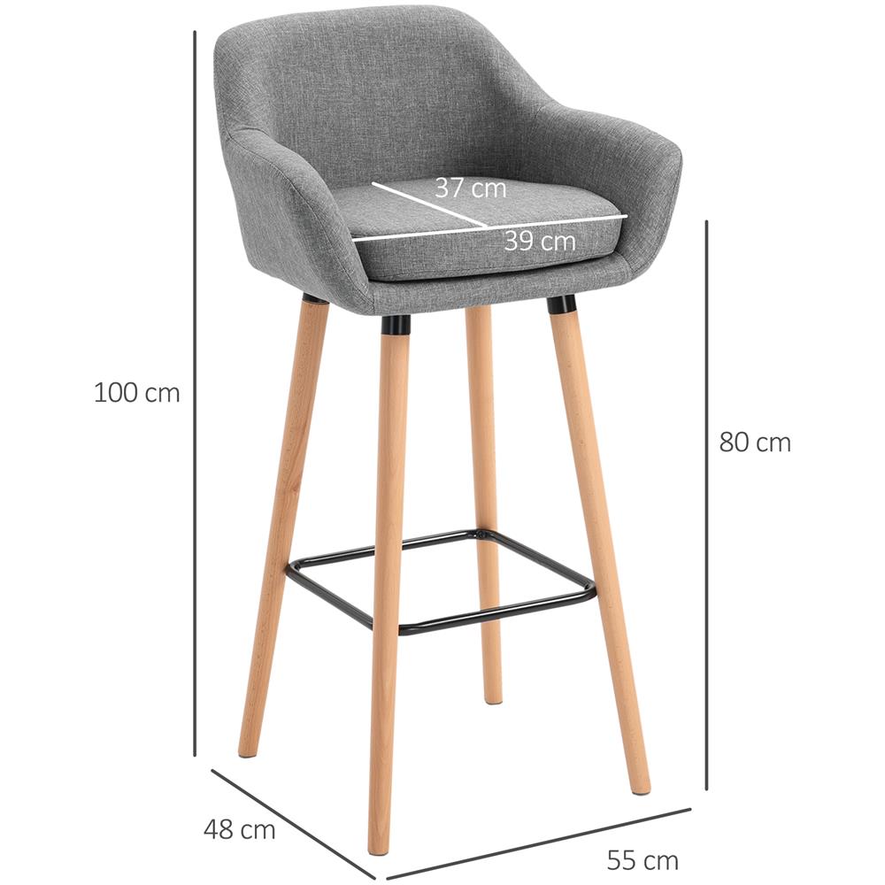 Set Di 2 Sgabelli Da Bar Moderni Con Cuscino, Gambe In Legno E Rivestimento In Tessuto, 55x48x100cm Grigio - Foto 8