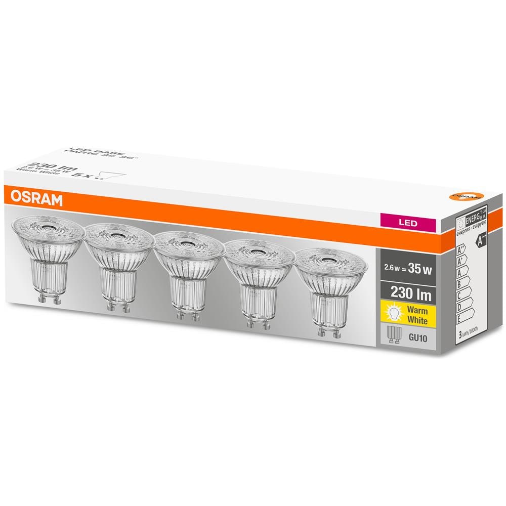 Led-lampada Con Riflettore - Gu10 - Bianco Caldo - 2700 K - 2,60 W - 35w Equivalenti - Led Base Par16 - Confezione Da 5 - Foto 1