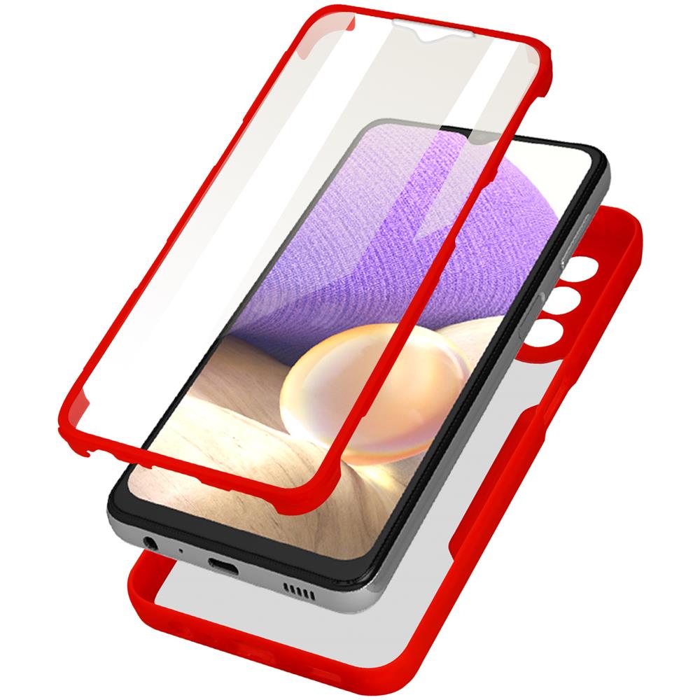 Cover Galaxy A32 5g Retro Plexiglass Fronte Polimero Rinforzata Bordo Rosso - Foto 1