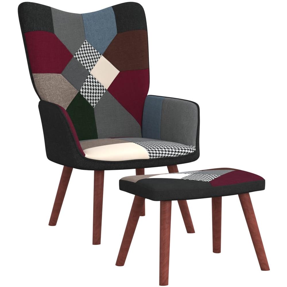 Poltrona Relax con Poggiapiedi in Tessuto Patchwork - Foto 1