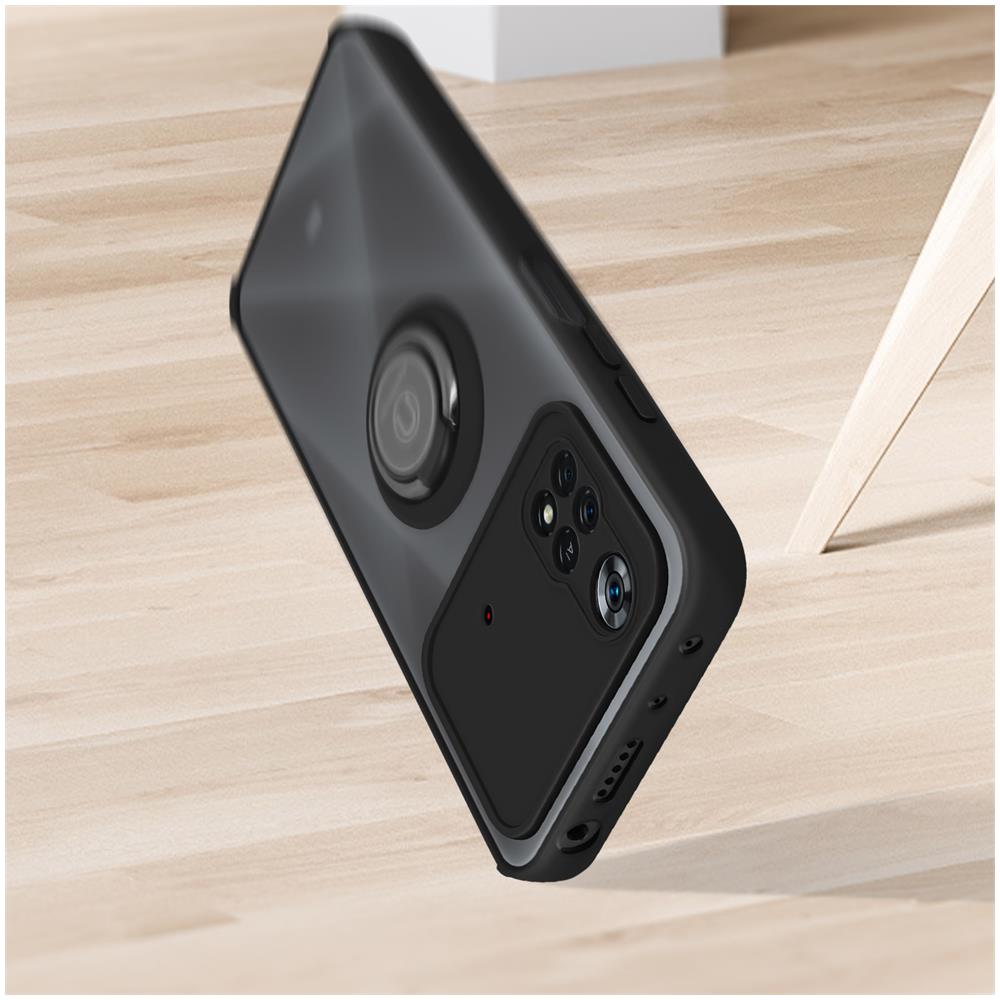 Cover Xiaomi Poco X4 Pro 5g Bimateria Anello Metallico Supporto Nera - Foto 5