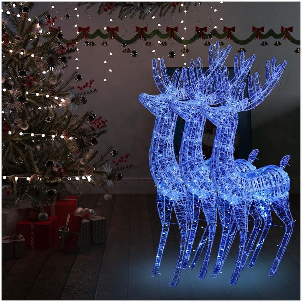 Renne Di Natale Xxl In Acrilico 250 Led 3 Pz 180 Cm Blu - Foto 1