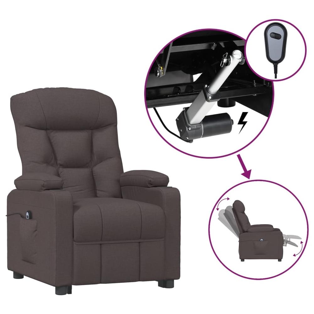 Poltrona Elettrica Reclinabile Marrone Scuro In Tessuto - Foto 2