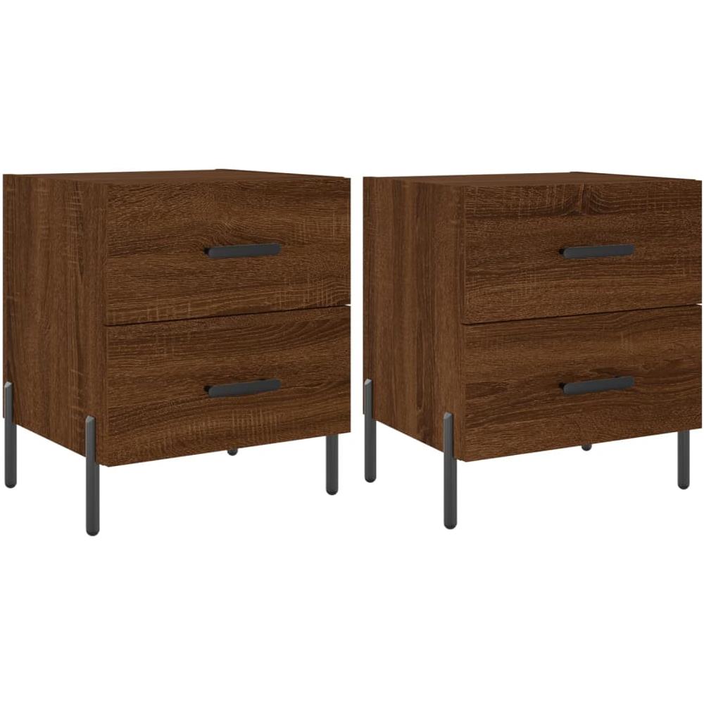 Comodini 2 Pz Rovere Marrone 40x35x47,5 Cm In Legno Multistrato - Foto 2
