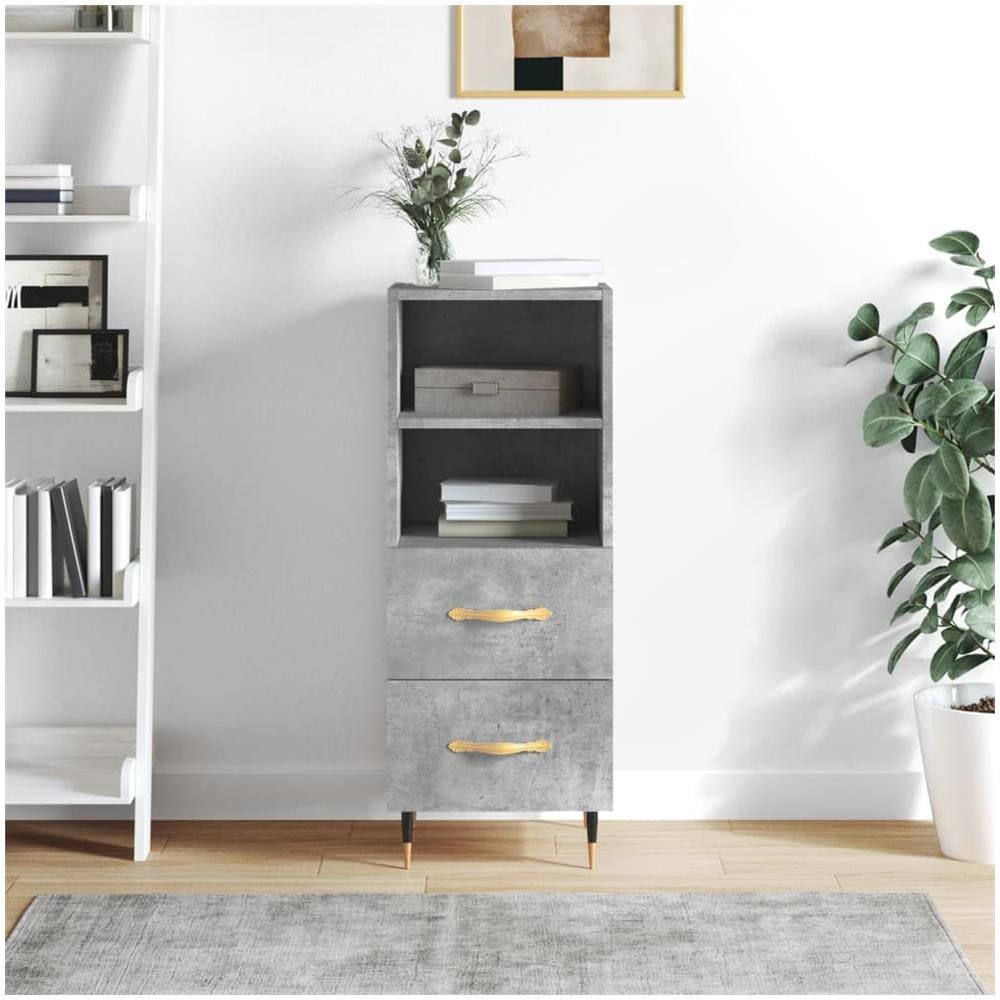 Credenza Grigio Cemento 34,5x34x90 Cm In Legno Multistrato - Foto 1