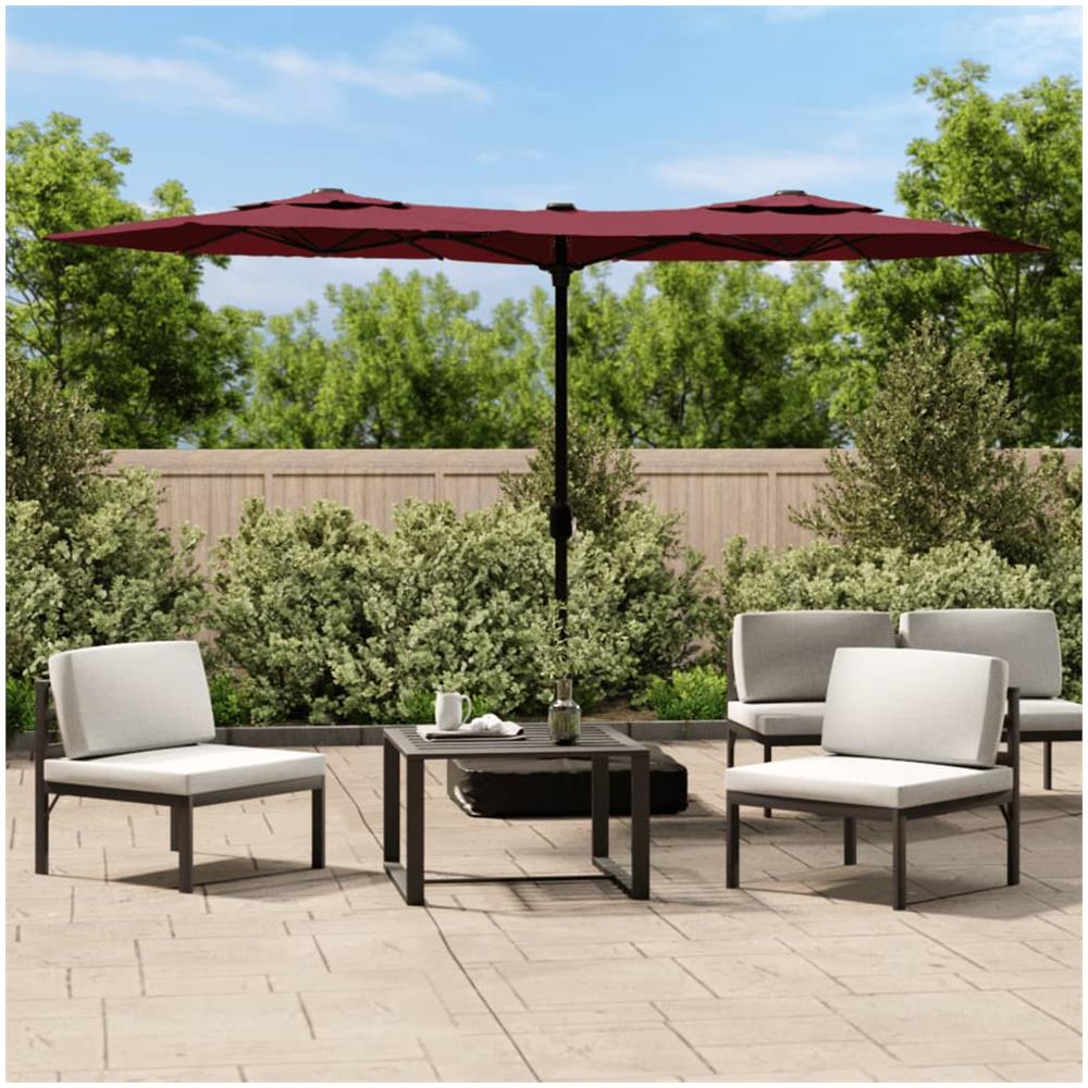 Ombrellone A Doppia Testa Rosso Bordeaux 316x240 Cm - Foto 1