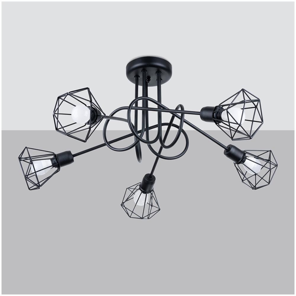 Lampadario Artemis 5s Nero Sl. 1110 - Moderno Lampadari Nero 28.5x58x58 Cm - Foto 2