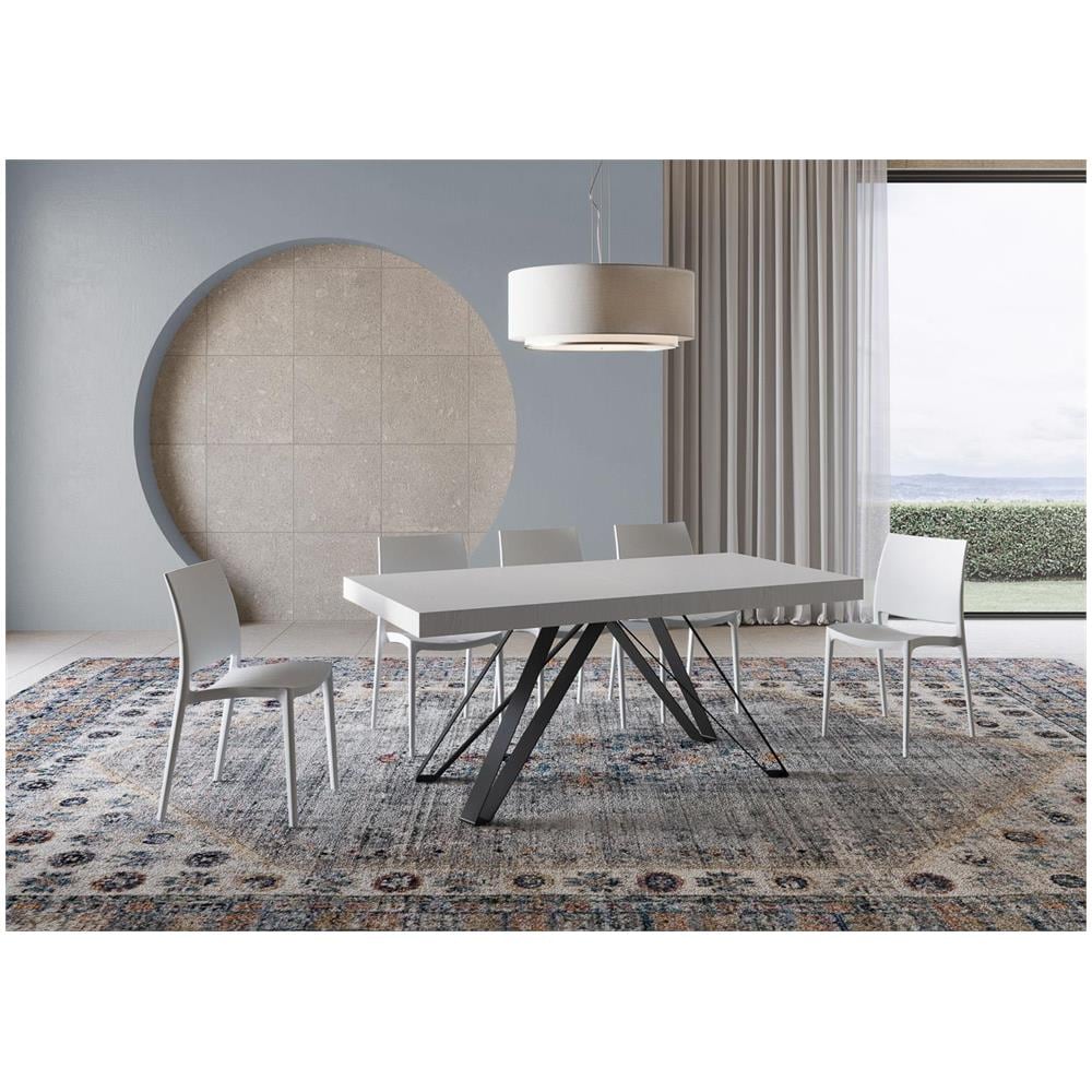 Tavolo allungabile 90x200/460 cm Terium bianco frassino gambe antracite - Foto 2