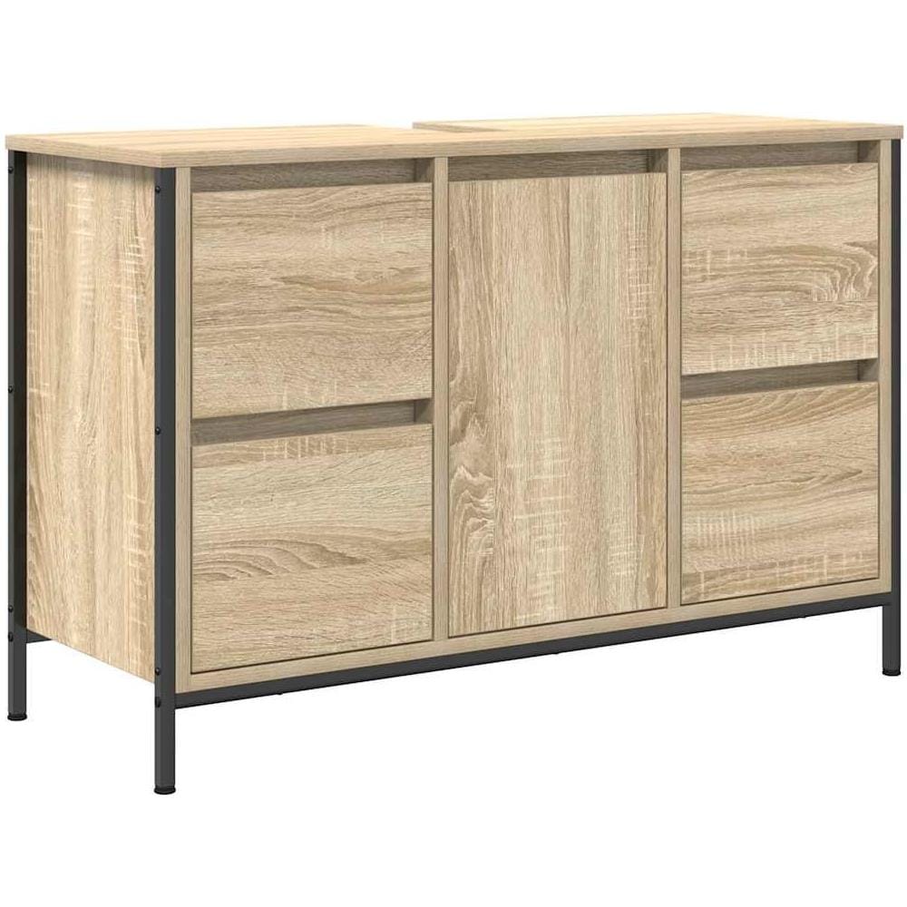 Mobile Lavabo con Cassetti Rovere Sonoma 90x34,5x60 cm - Foto 1