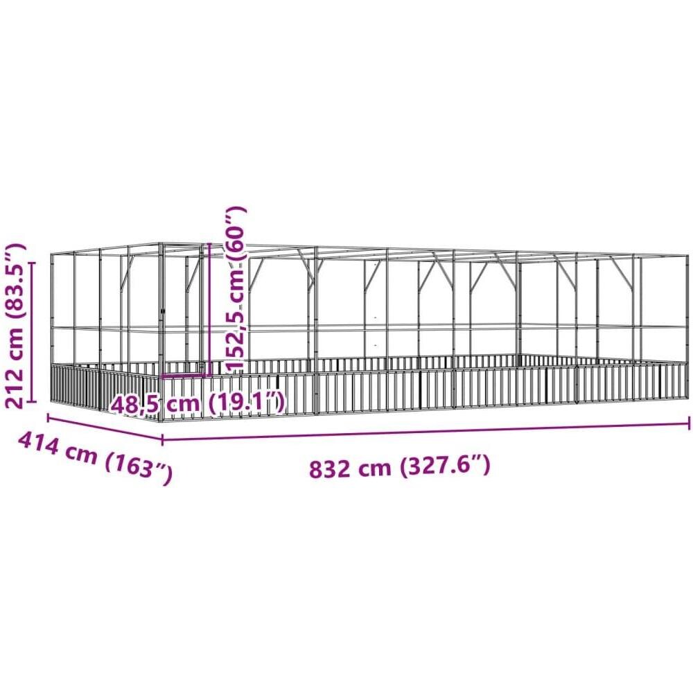 Voliera con Estensione Argento 832x414x212 cm in Acciaio - Foto 8