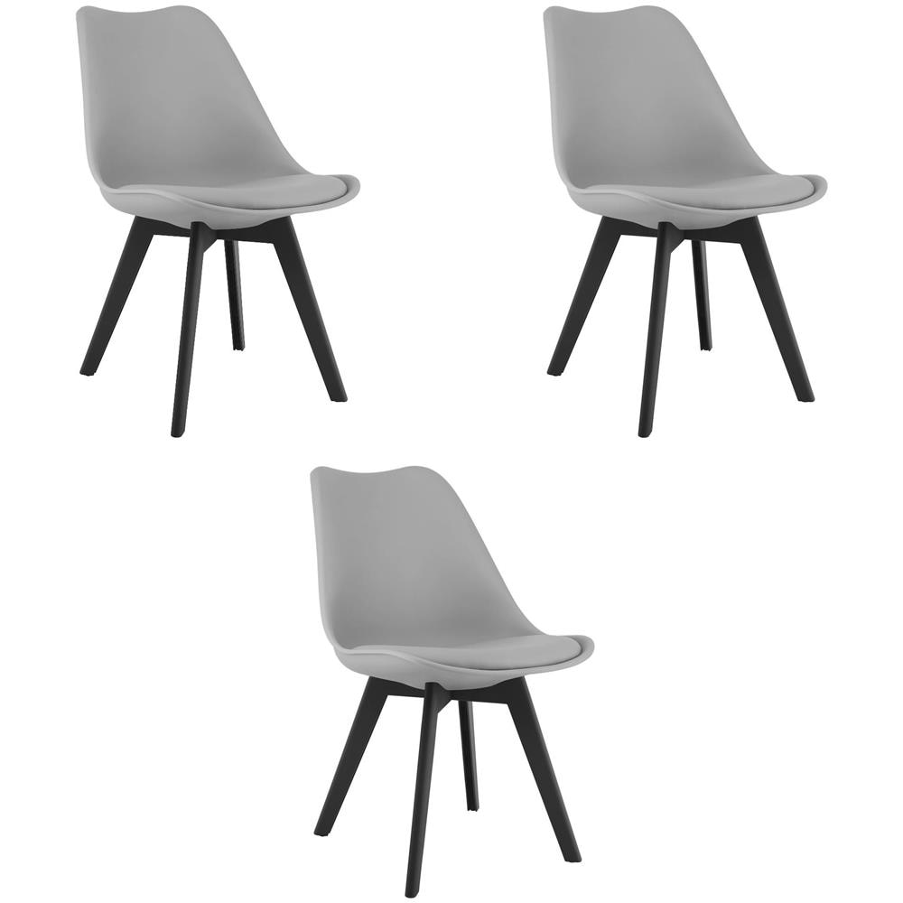 Sedia RIXK - Design ergonomico grigio con gambe nere x 3 - Foto 1