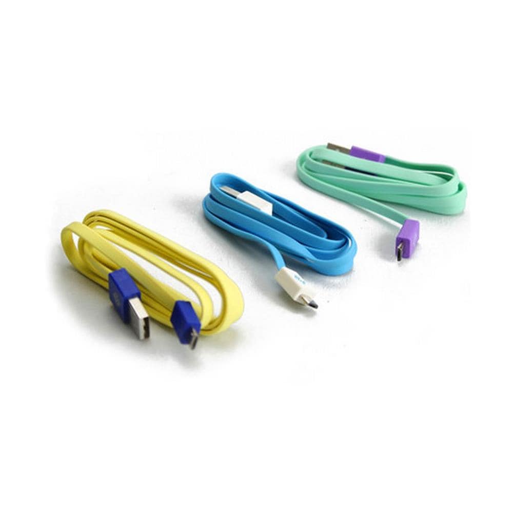 ICOC MUSB-FLC - Cavo Flat USB AM a Micro USB M 1m Azzurro / Bianco - Foto 2