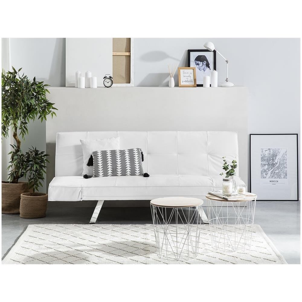 Beliani - Letto A Doghe In Similpelle Bianco 160 X 200 Cm Betin