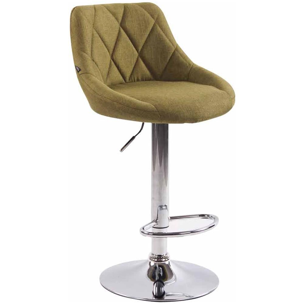 Sgabello Design LAZIO in Tessuto - Sedia Cucina Girevole e Regolabile (83-104 cm) con Poggiapiedi I Sgabello Bar Imbottito Verde - Foto 1